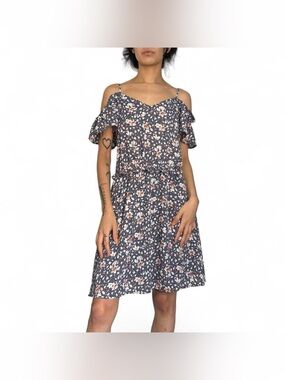 Blue Floral Print Jessica Simpson Midi Dress Size Medium